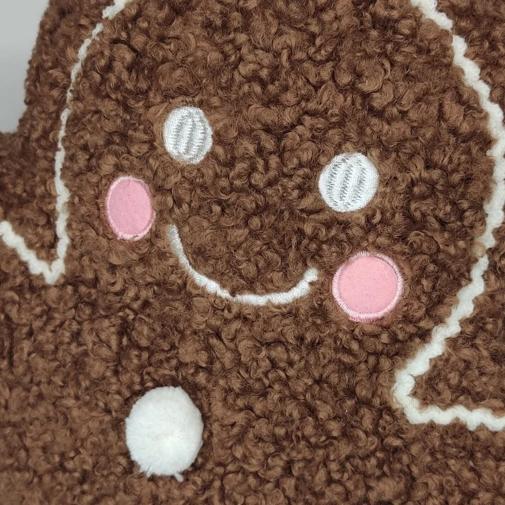 Viral Tik Tok Gingerbread Pillow Plush Pink Cheeks‎ Christmas Decor Large NEW!